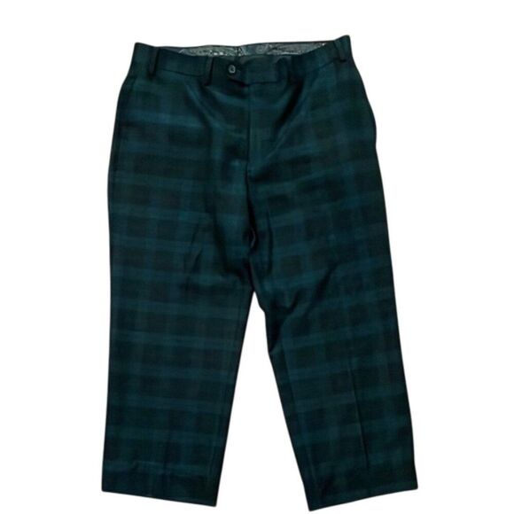 Lauren Ralph Lauren Green Tartan Plaid Trouser Pants Womens Size 36x24 Hemmed - Picture 1 of 12